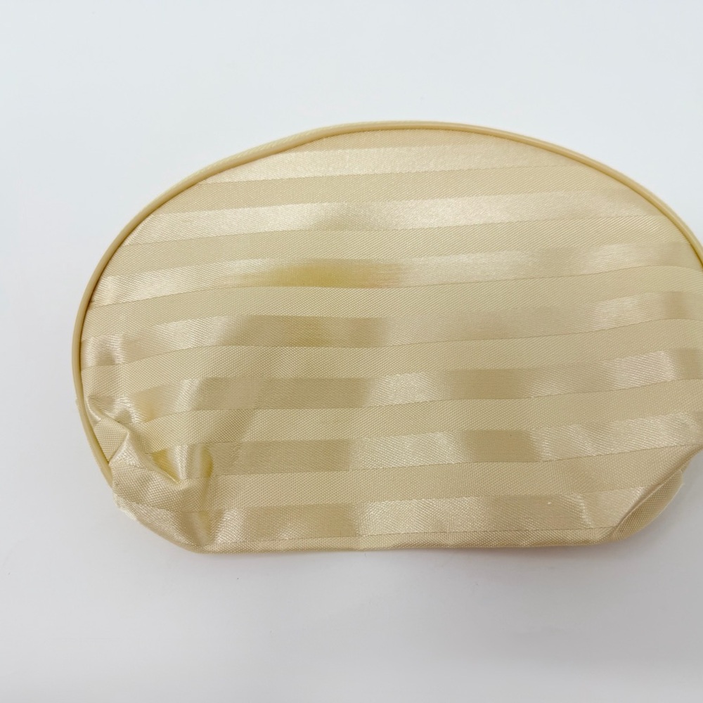 Gold Striped Fabric Makeup Bag with Zipper Cosmetic Pouch Organizer